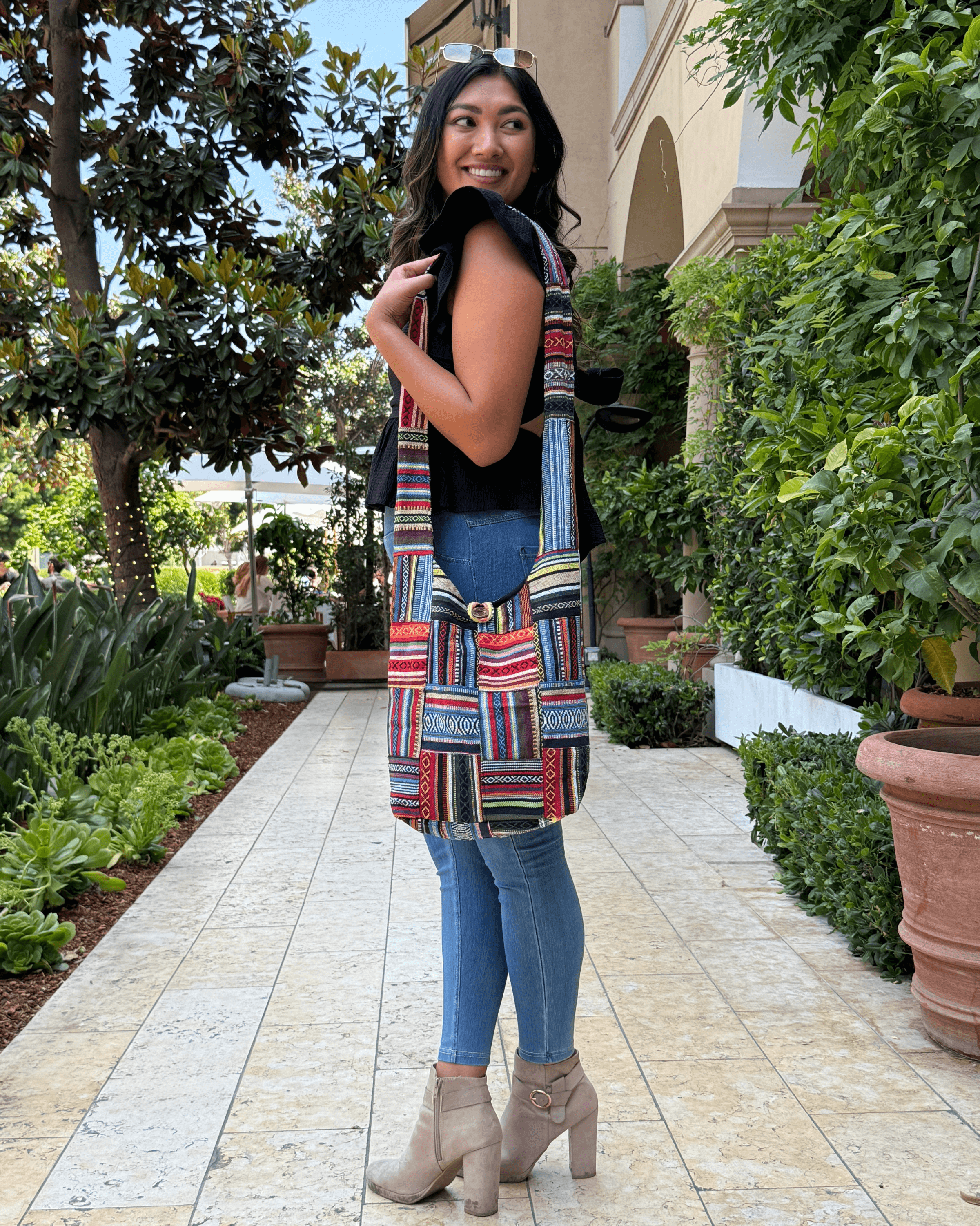 Kathmandu Collection Patchwork Striped Hobo Bag by Jupiter Gear