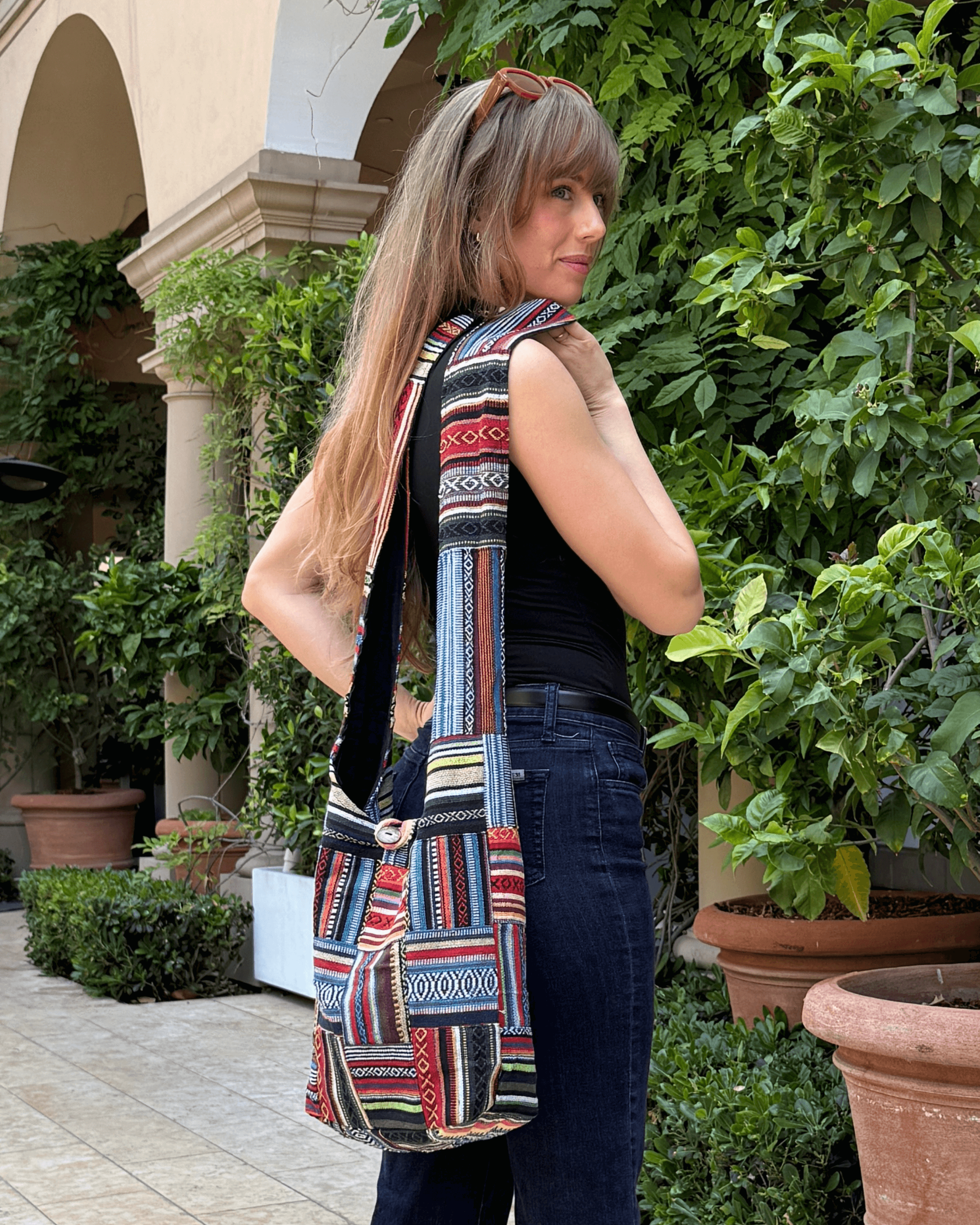 Kathmandu Collection Patchwork Striped Hobo Bag by Jupiter Gear