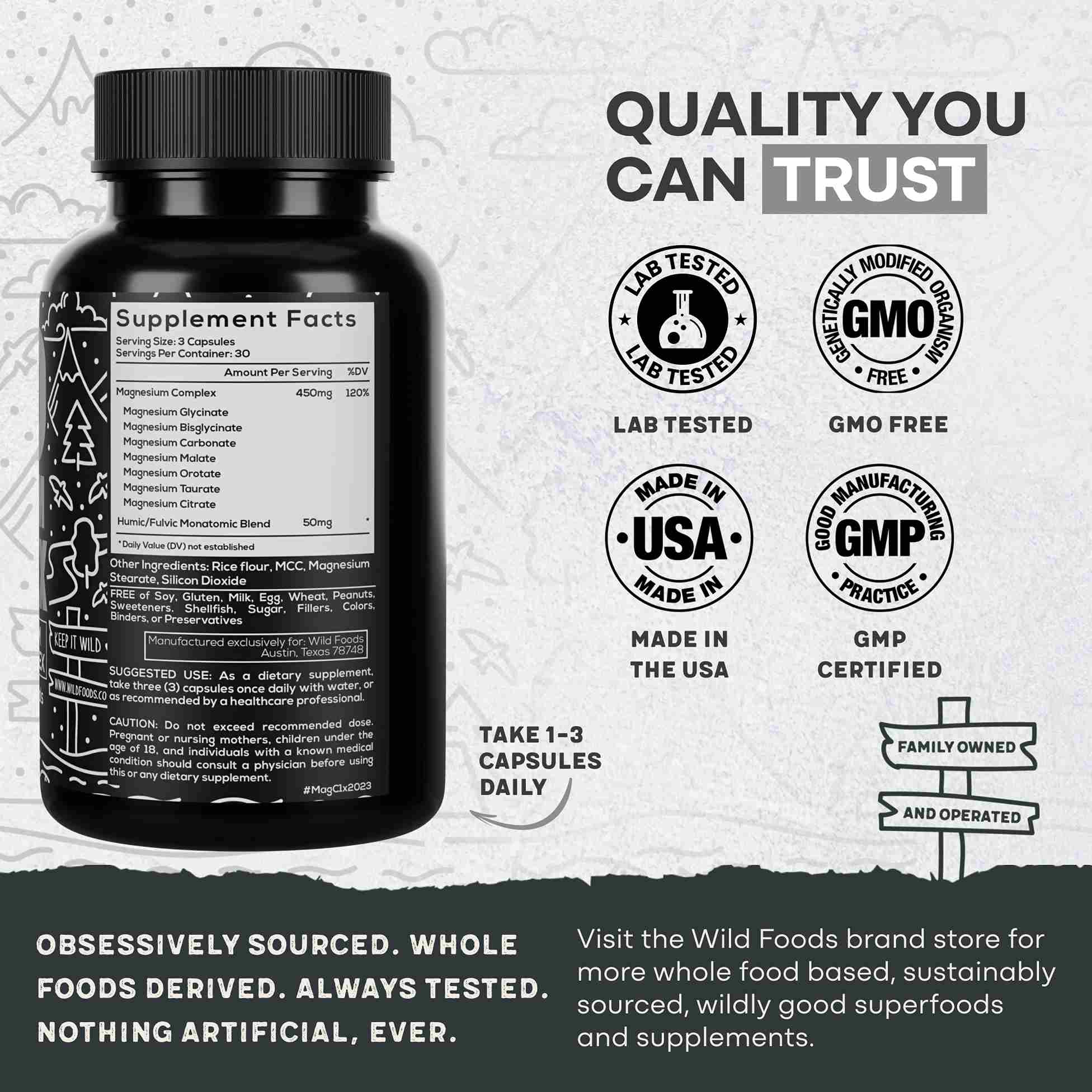 Magnesium Complex | 7-in-1 Complete Spectrum Formula by Wild Foods