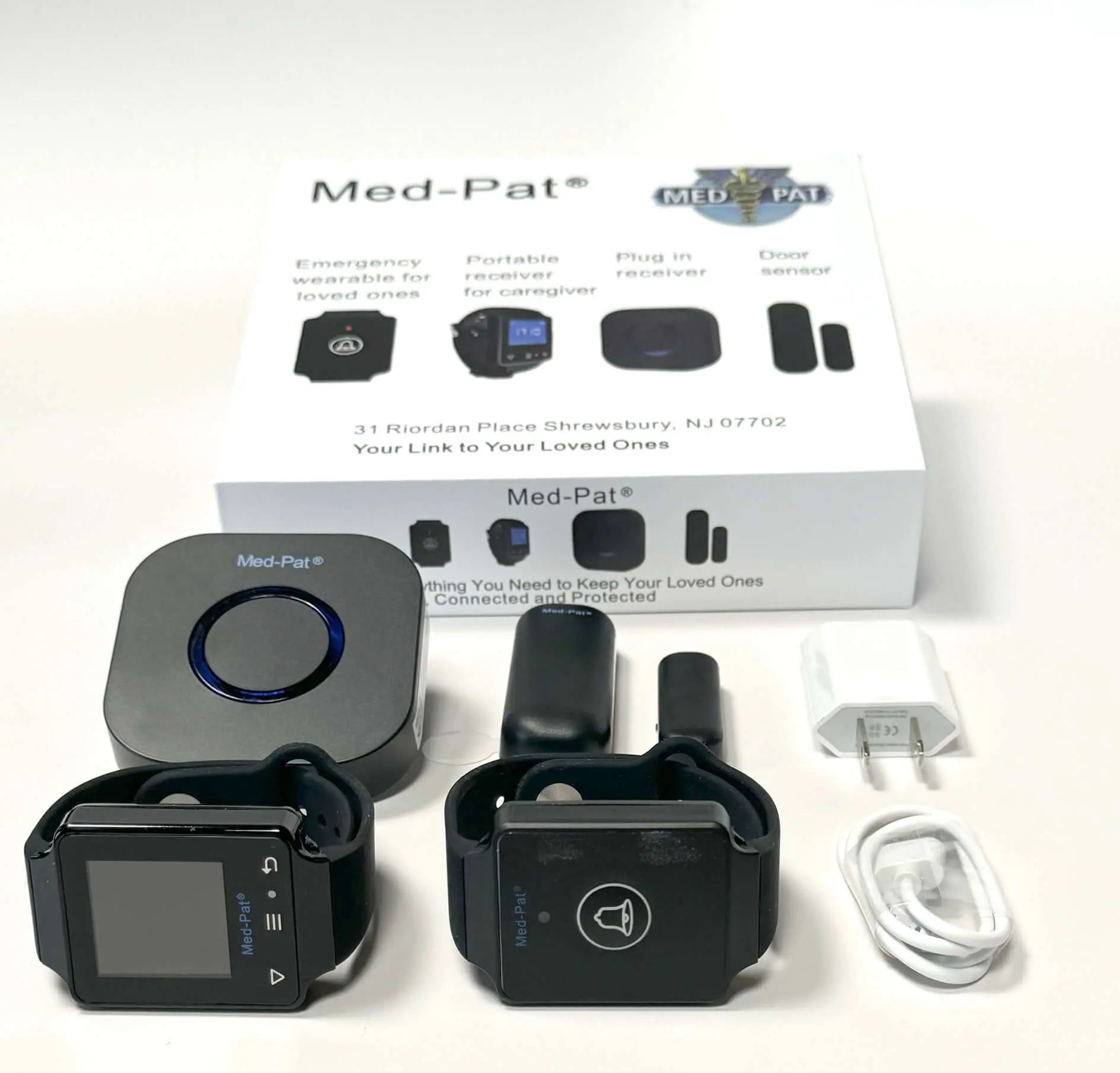 Med-Pat CARE-4 Caregiver Pager System | Wearable Touchscreen Receiver, Waterproof Emergency Button & Door Sensor – 24/7 Safety Kit