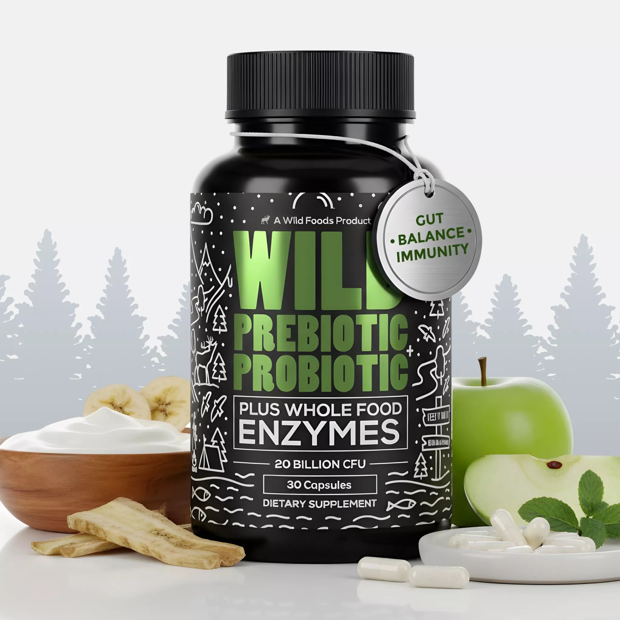 Prebiotics & Probiotics, 30 servings – Gut Health & Digestion Support by Wild Foods