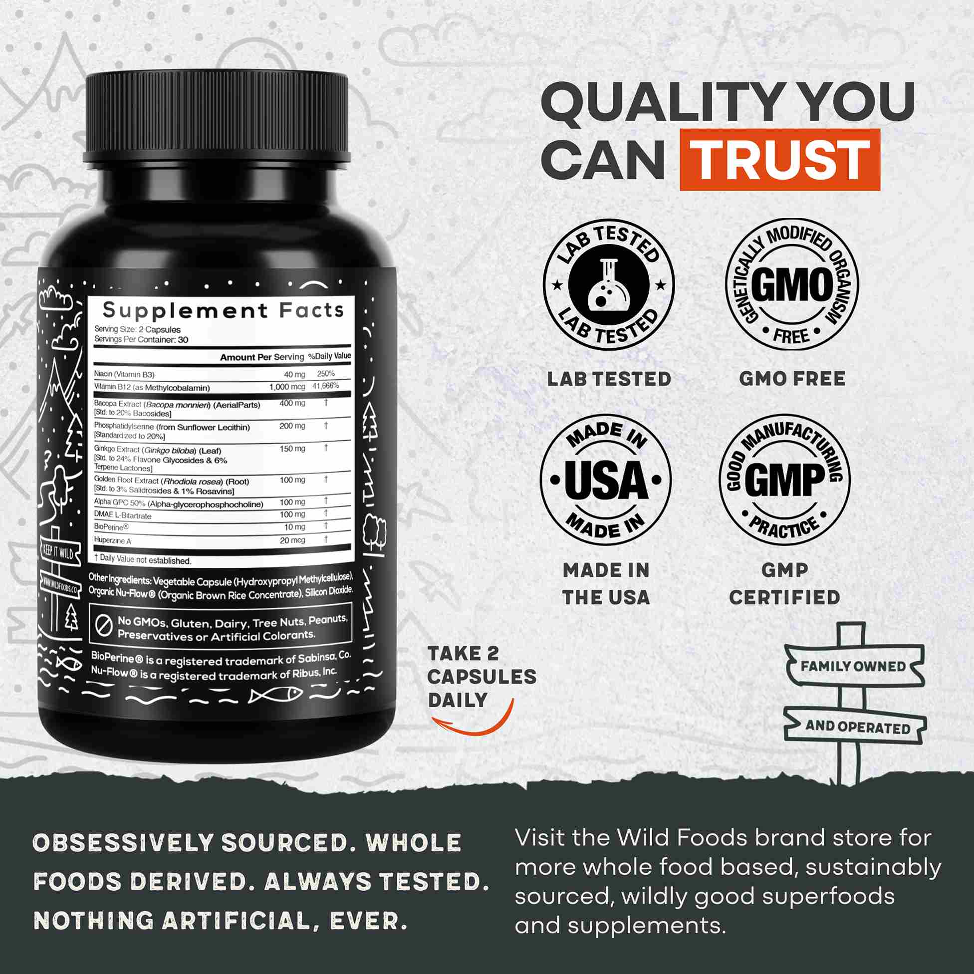 Focus Nootropic Blend, 30 servings – Cognitive Support for Memory & Focus by Wild Foods