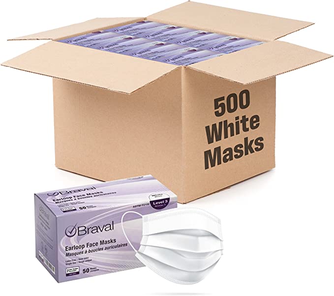 Braval 3 Ply Face Masks - Case of 500