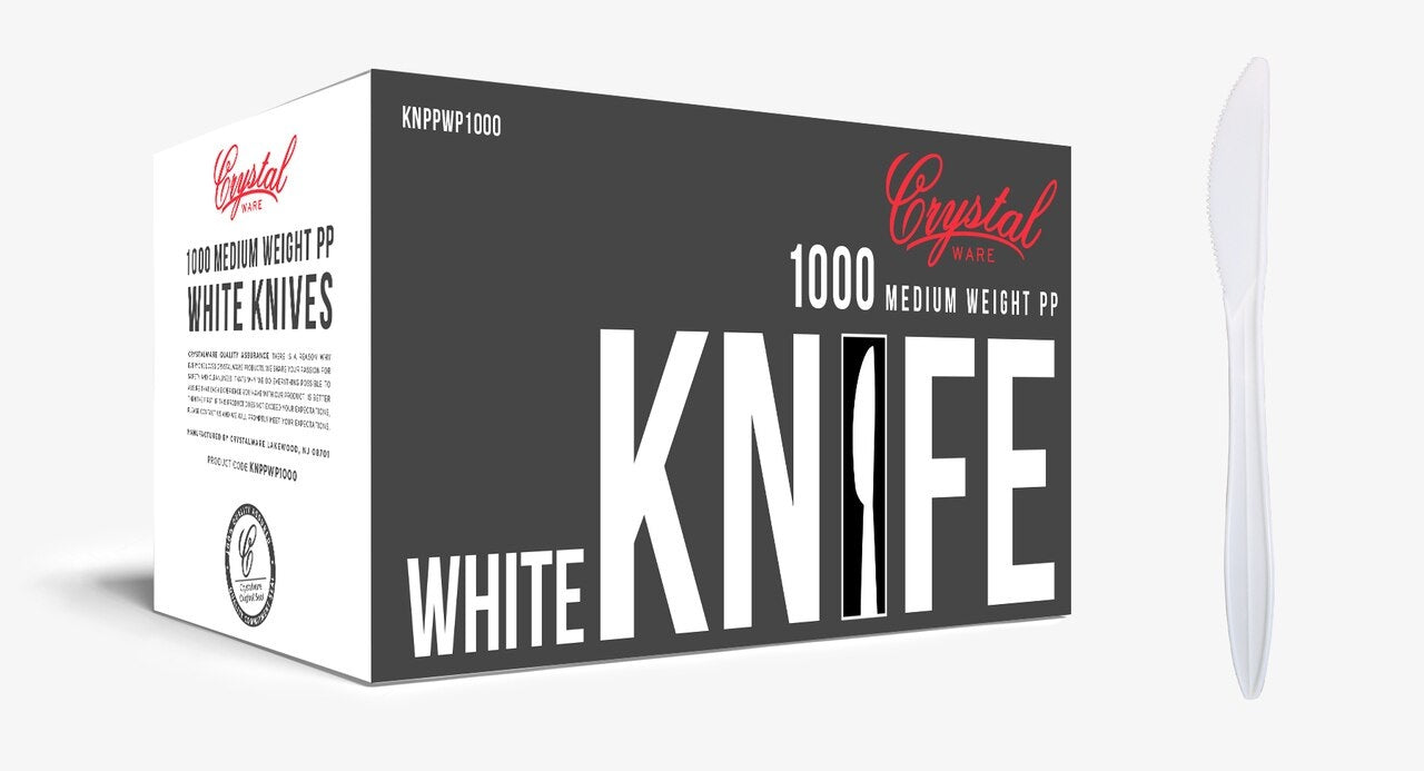 CrystalWare Medium Weight Plastic Knives - Bulk 1000/Case
